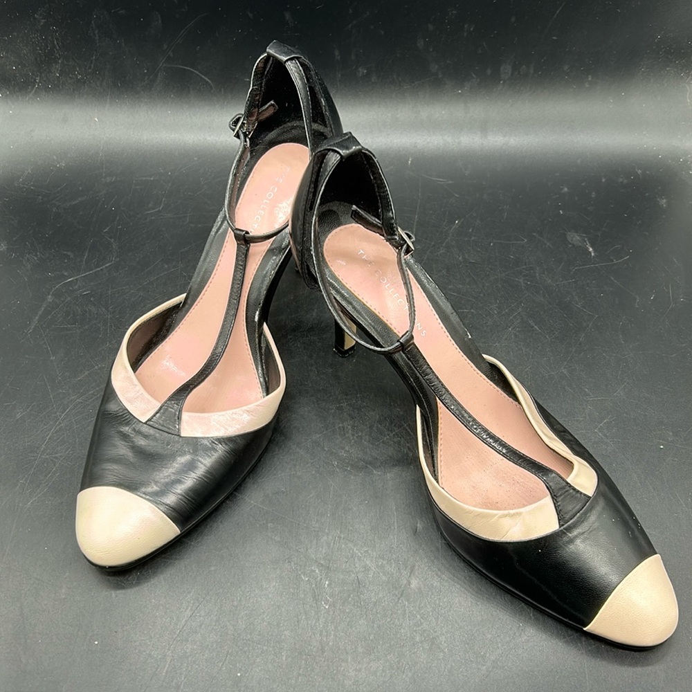Nude & Black T-strap Heels size euro 38